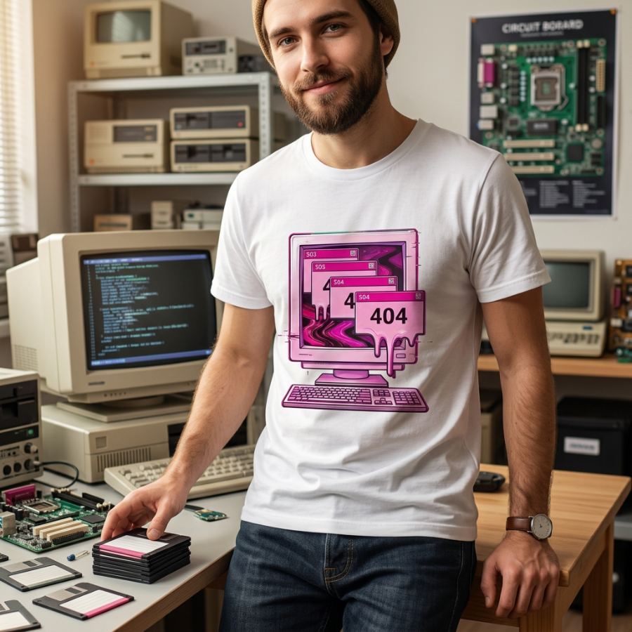 404 Error — Retro Tech Tee — Slick Licks Labs single drop T-shirt design