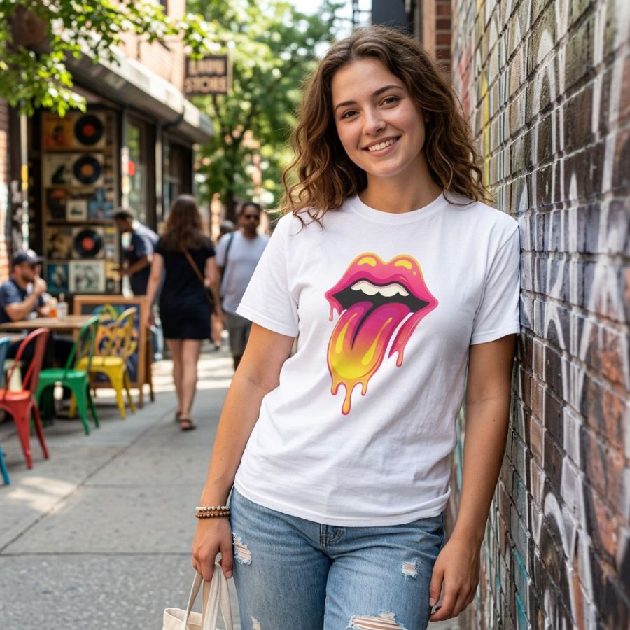Melting Lips — Neon Graphic Tee — Slick Licks Labs single drop T-shirt design