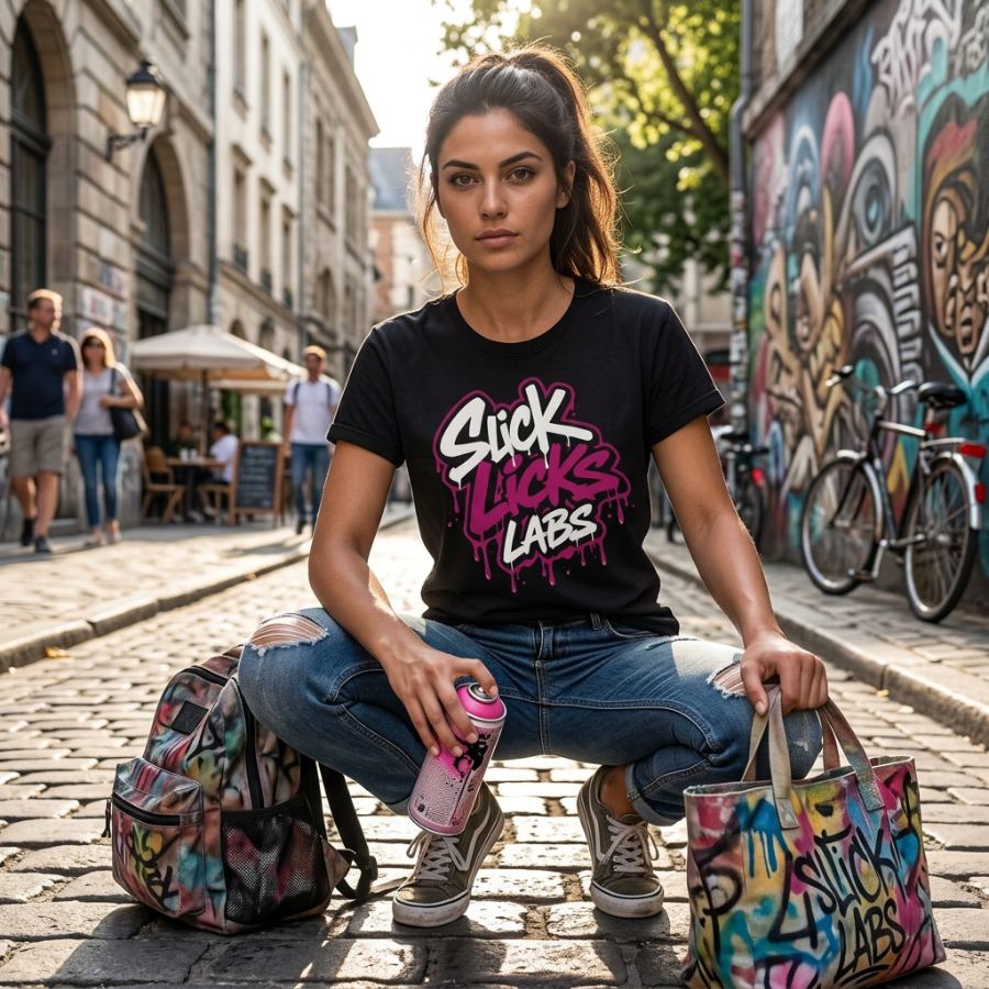 Slick Licks Labs — Graffiti Logo Tee — Slick Licks Labs single drop T-shirt design