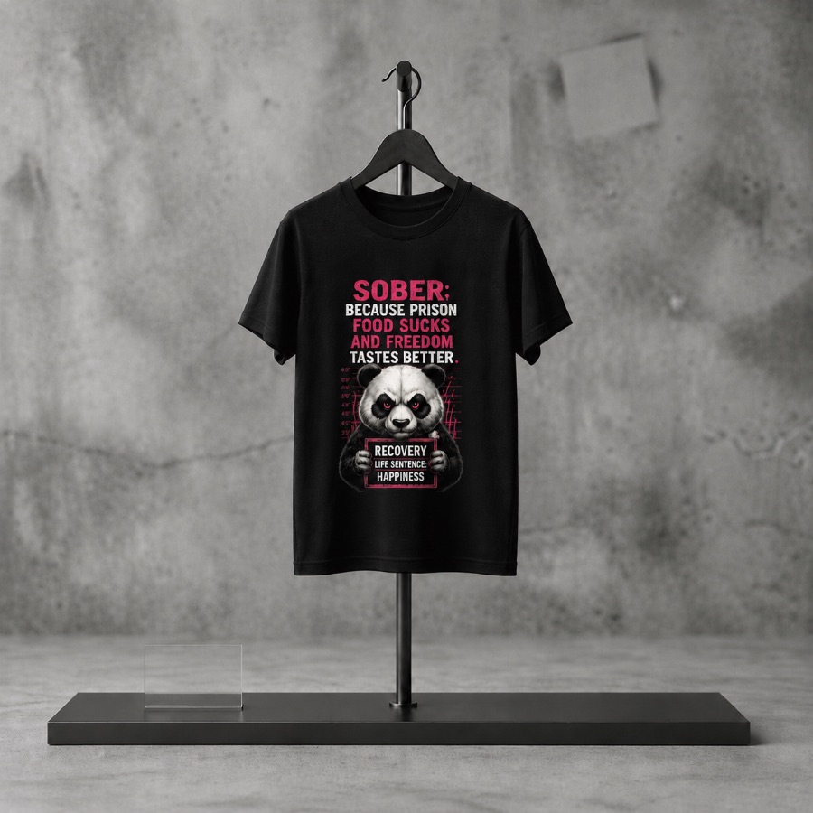 Sober because prison food sucks — Slick Licks Labs single drop T-shirt design
