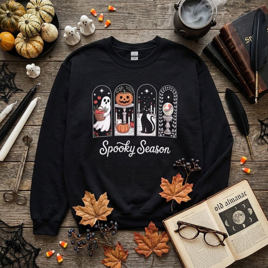 Spooky Season Icons — Halloween Crewneck — Slick Licks Labs single drop T-shirt design