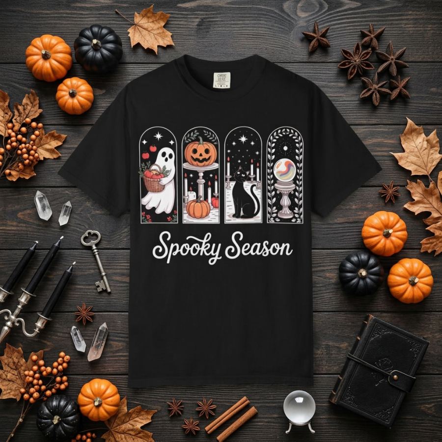Spooky Season Tarot — Black Halloween Tee — Slick Licks Labs single drop T-shirt design