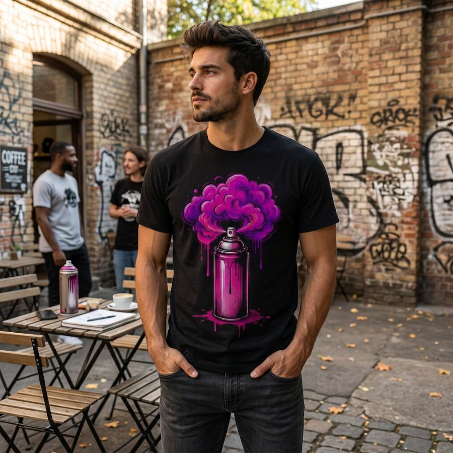 Spray Can Bloom — Graffiti Street Art Tee — Slick Licks Labs single drop T-shirt design