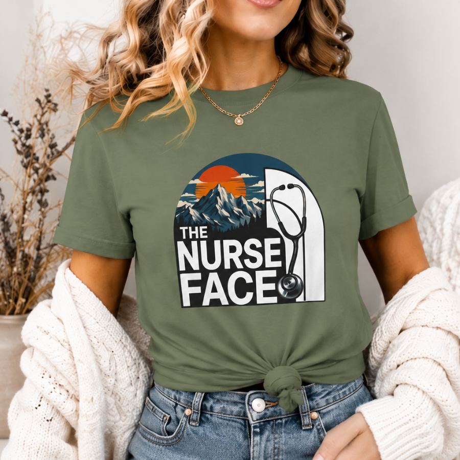 The Nurse Face — Retro Mountain Nurse Tee — Slick Licks Labs single drop T-shirt design