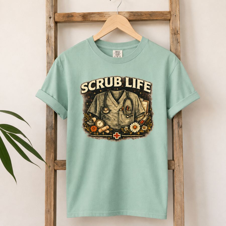Vintage Scrub Life — Nurse Tee — Slick Licks Labs single drop T-shirt design